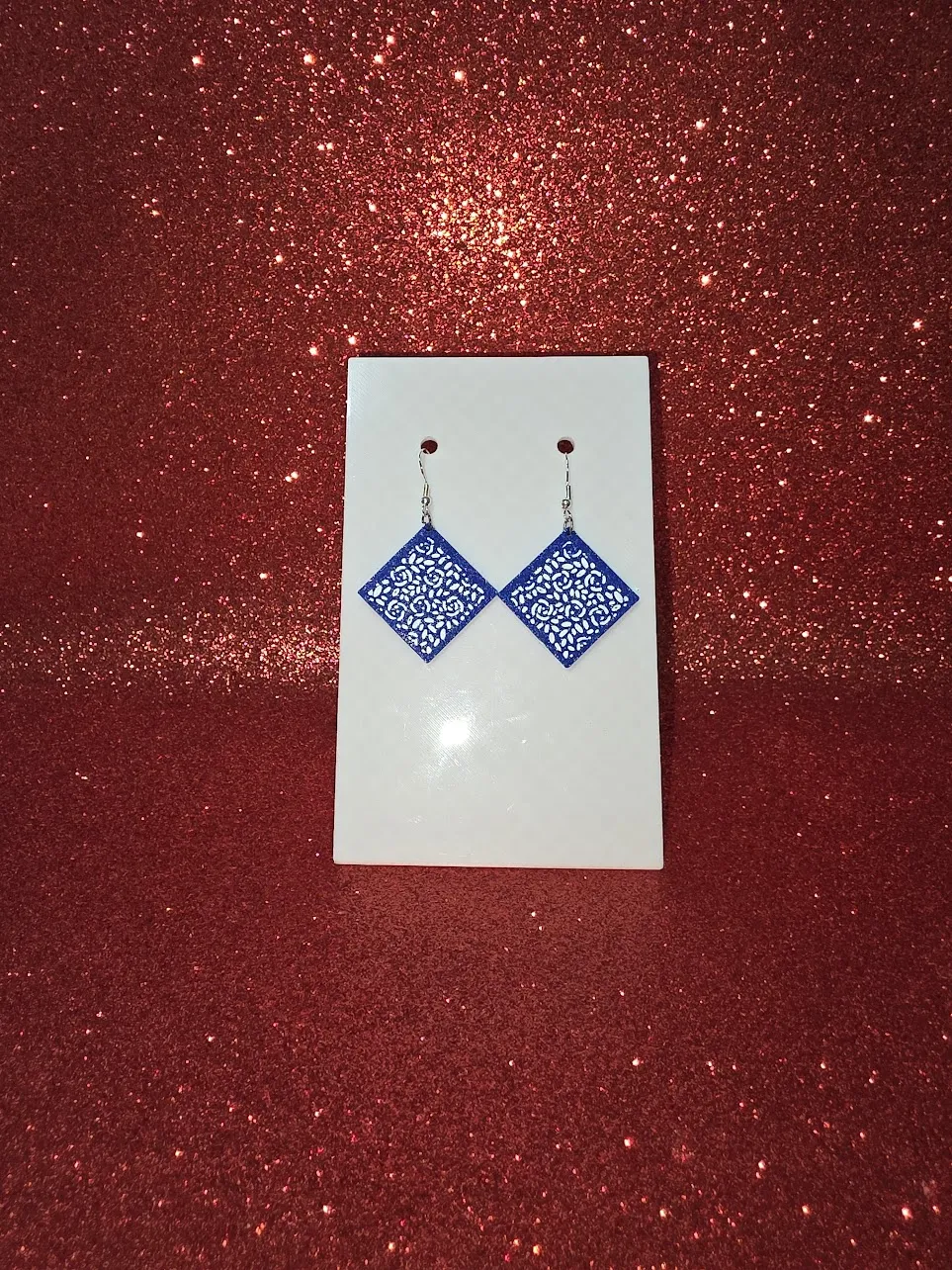 Roses in square earrings view 2