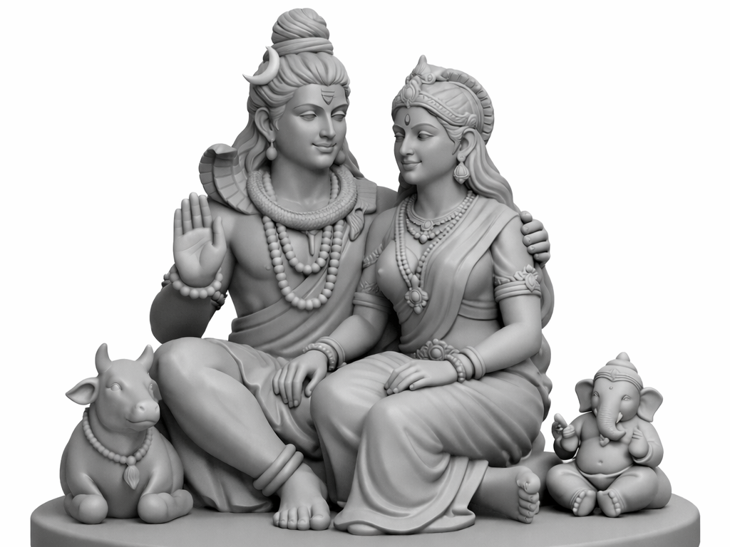 Shiv Parvati with Ganesha & Nandi