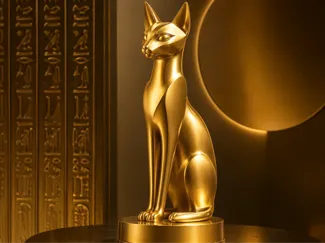 Golden Bastet Cat Statue – Egyptian Cat Decor