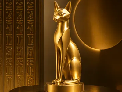 Golden Bastet Cat Statue – Egyptian Cat Decor