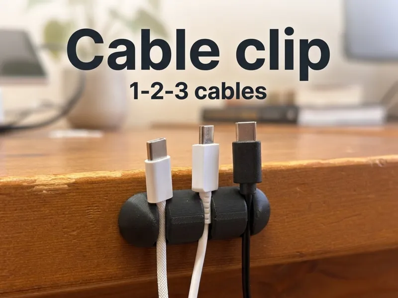 Desk Cable Organizer - 1, 2 and 3 Cable Slots