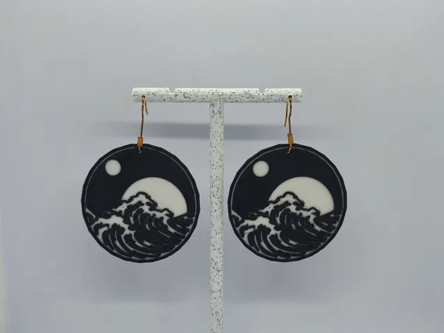 Aretes Noche de Ola y Luna