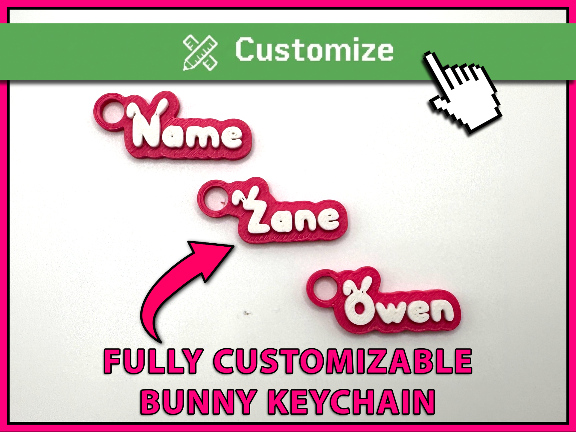 Bunny Ears Font Keychain Generator