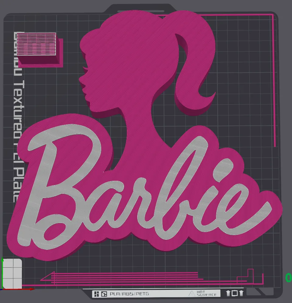 Barbie Sign/Centerpiece - Free 3D Print Model - MakerWorld, image size:959x995