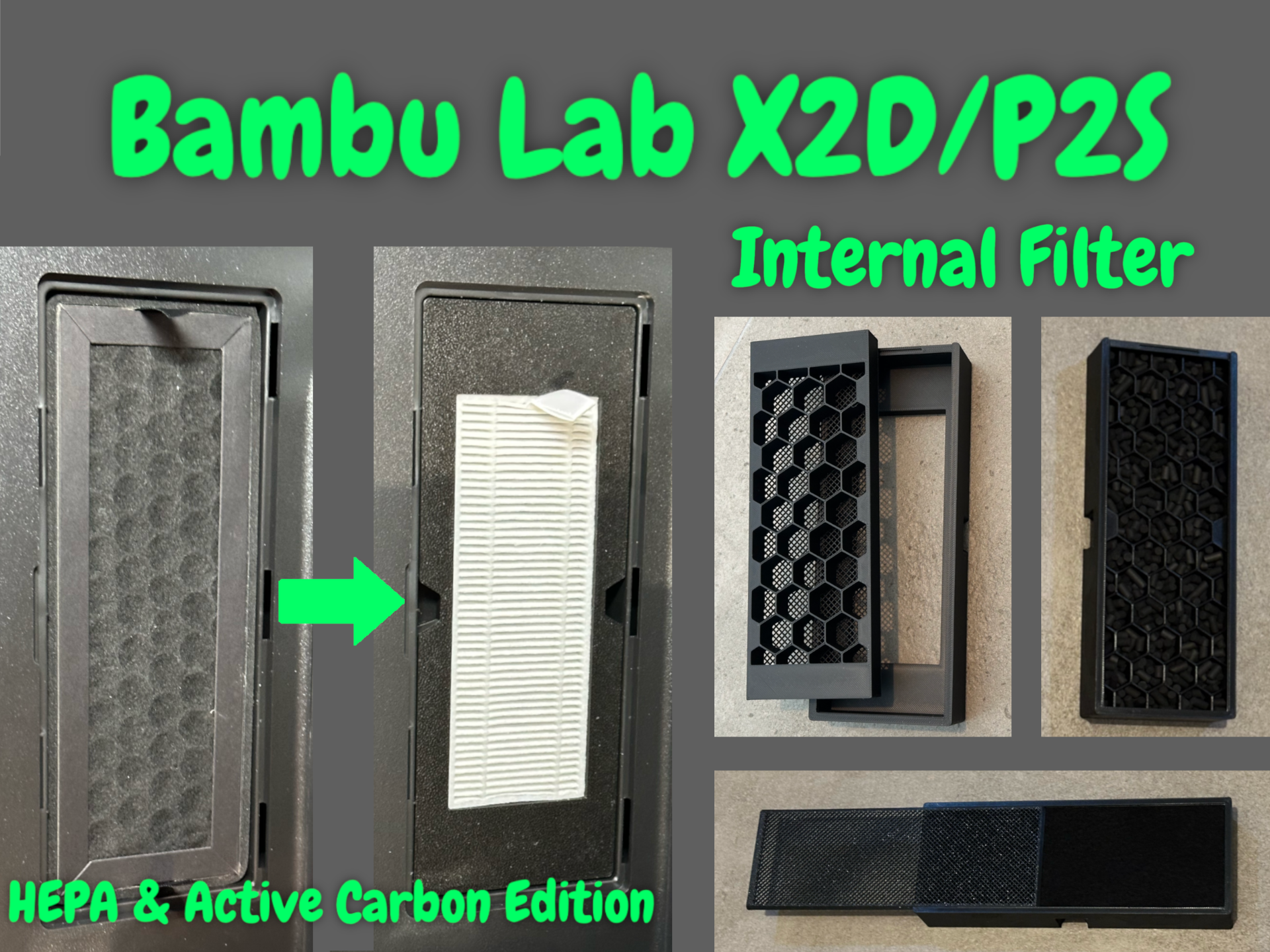 X2D/P2S Active Carbon and HEPA Filter