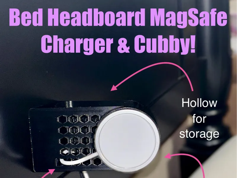 Bed Headboard MagSafe Charger & Cubby