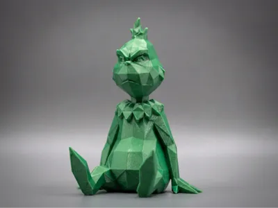 Christmas grinch low poly figurine - no supports