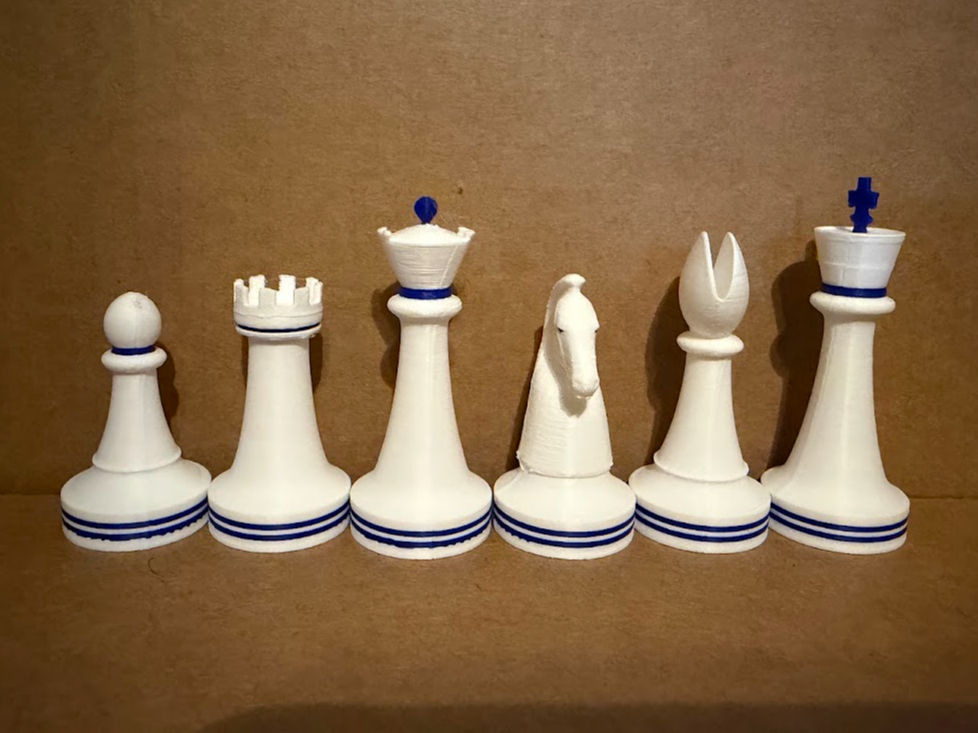 Minimalist Chess Set White and Blue