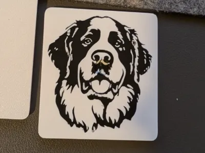 Saint Bernard Fridge Magnet Black & White Dog