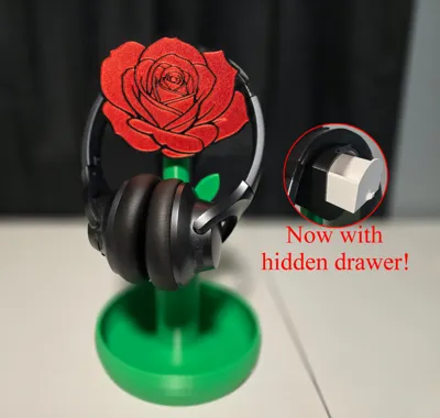 Rose, Flower Headphone stand with tray