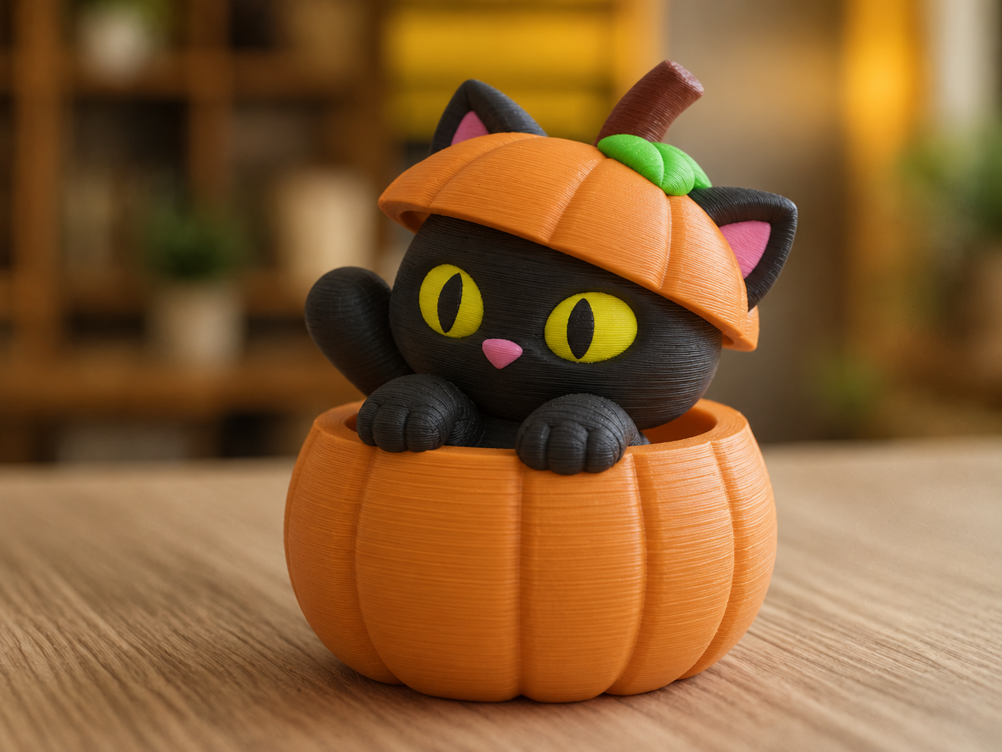 Cute Cat in a Pumpkin – 3D Model Halloween Edition - 1