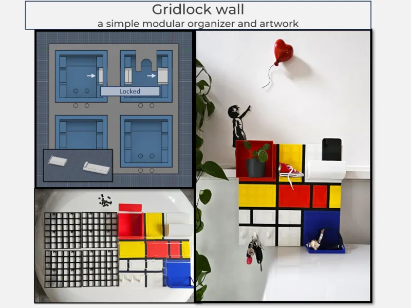 Gridlock wall , a modular vertical art-organizer