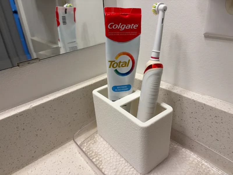 Easy Clean Dual Toothbrush Holder w Removable Tray