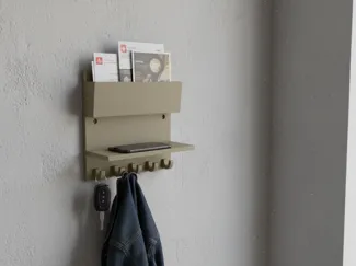 Mail Holder With Shelf and Hooks