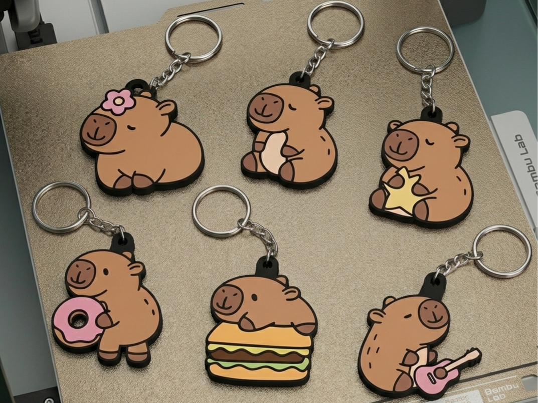 Cute Capybaras - Multi-Color Silhouette Keychains