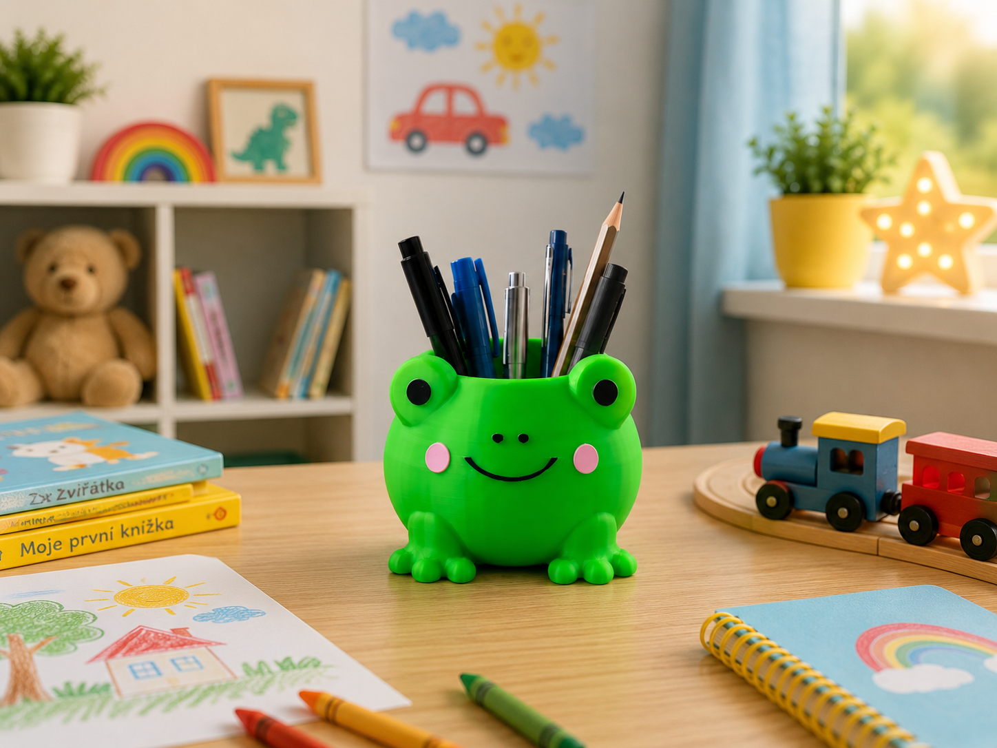 Cute Frog Pencil Holder– Desk Organizer for Kids