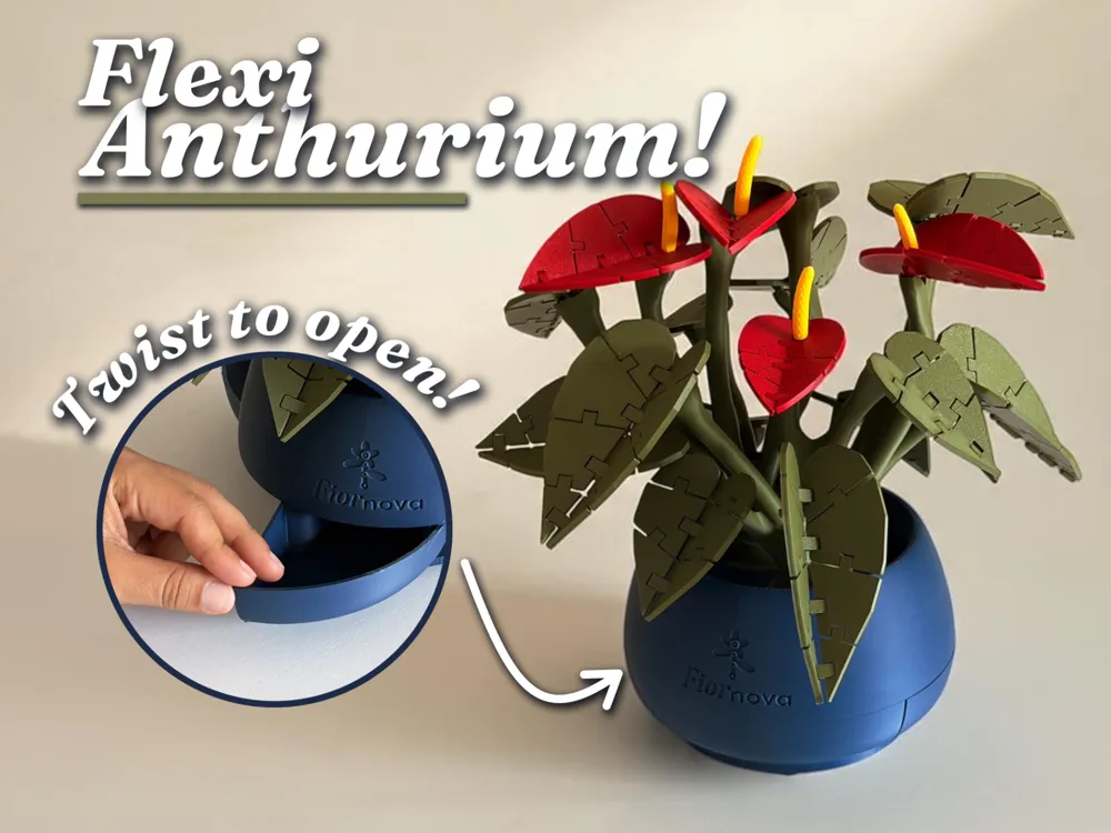 Flexi Christmas Anthurium - Twist organizer - Free 3D Print Model ...
