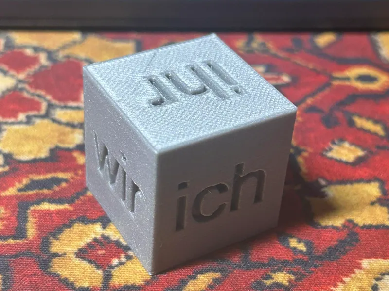 Game die, dice, pronouns, German, Accusative