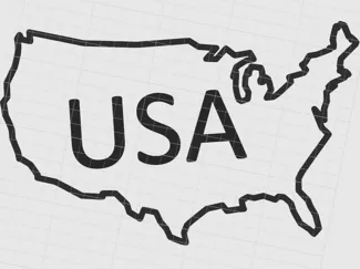 United States of America Outline with Letters