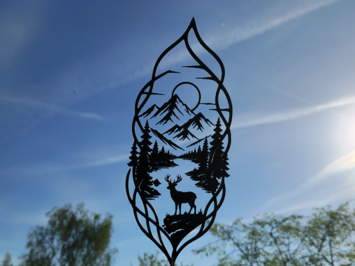 Deer Mountain Landscape 2D Wall Art