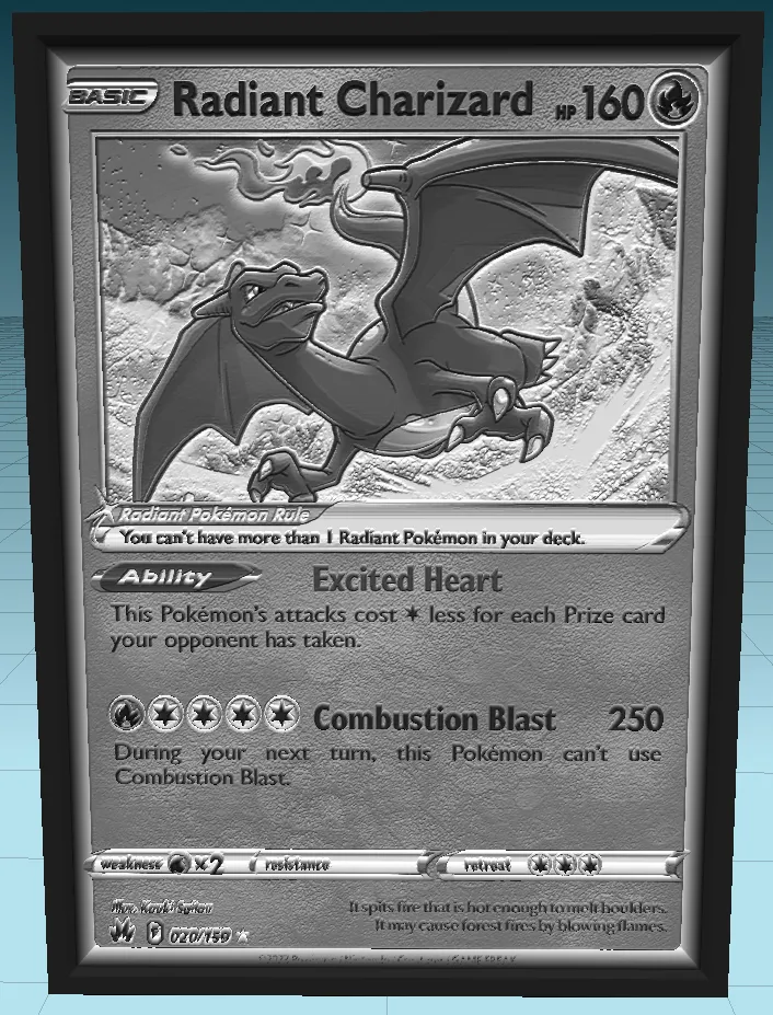 CHARIZARD RADIANT LITHOPHANE HIGH RESOLUTION