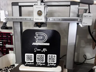 architect stand with QR and NFC