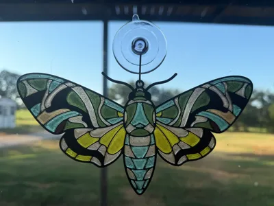 Oleander Hawk-Moth Suncatcher — Stained-Glass