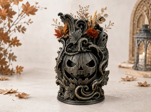 Jarrón decorativo: Haunted Pumpkin Organizer Vase — referencia de MakerWorld