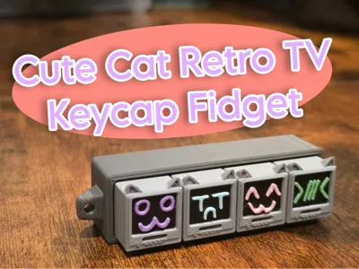 Cute Cat Retro TV Fidget Keychain