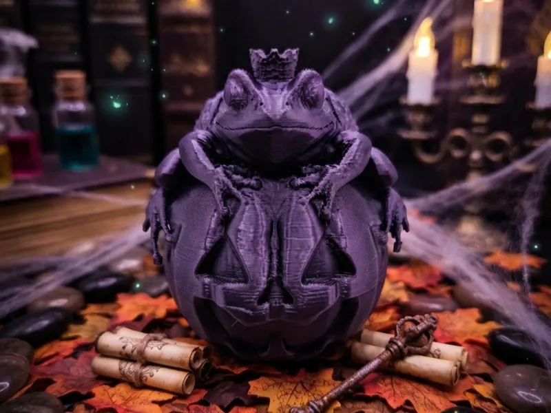 The Pumpkin Queen – Regal Halloween Toad Figurine