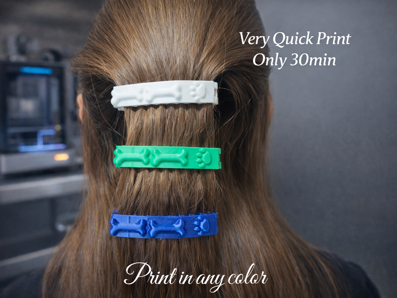 Dog Paw & Bone Hair Clip - Quick Print Accessory