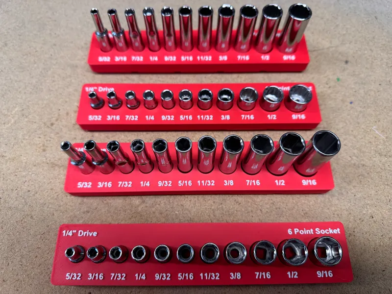 Gridfinity Socket Holder - SAE 1/4" Drive