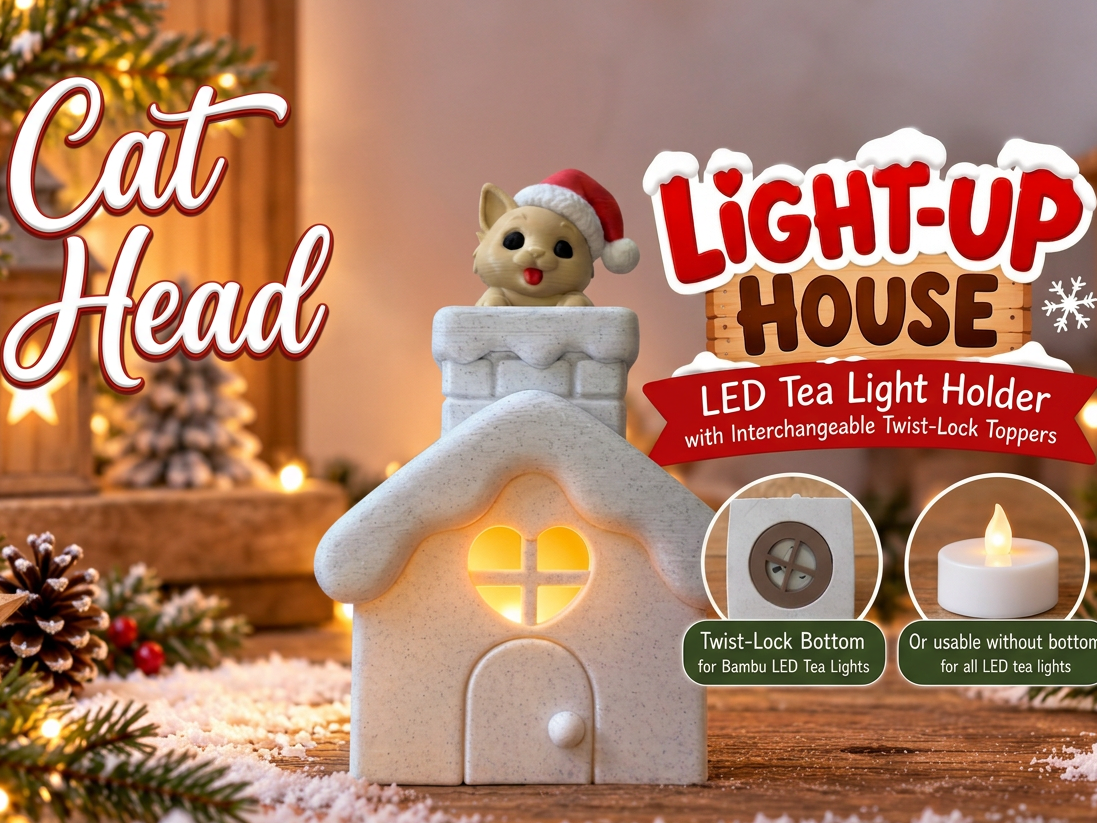 Cat Peeking Light-Up House - 3D printed Festivities, in stock in India