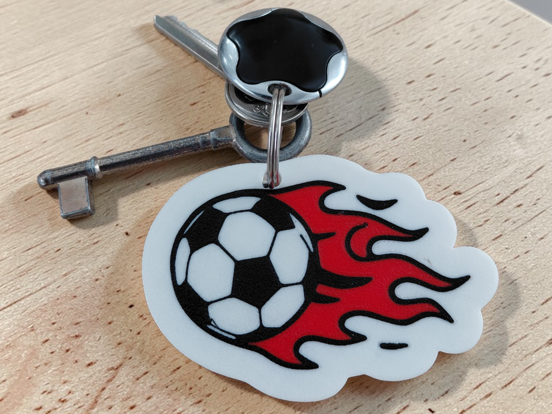 Flaming Football Keychain