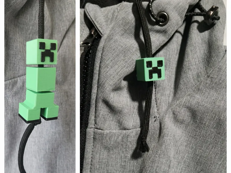 Minecraft Creeper Hoodie Drawstring Beads