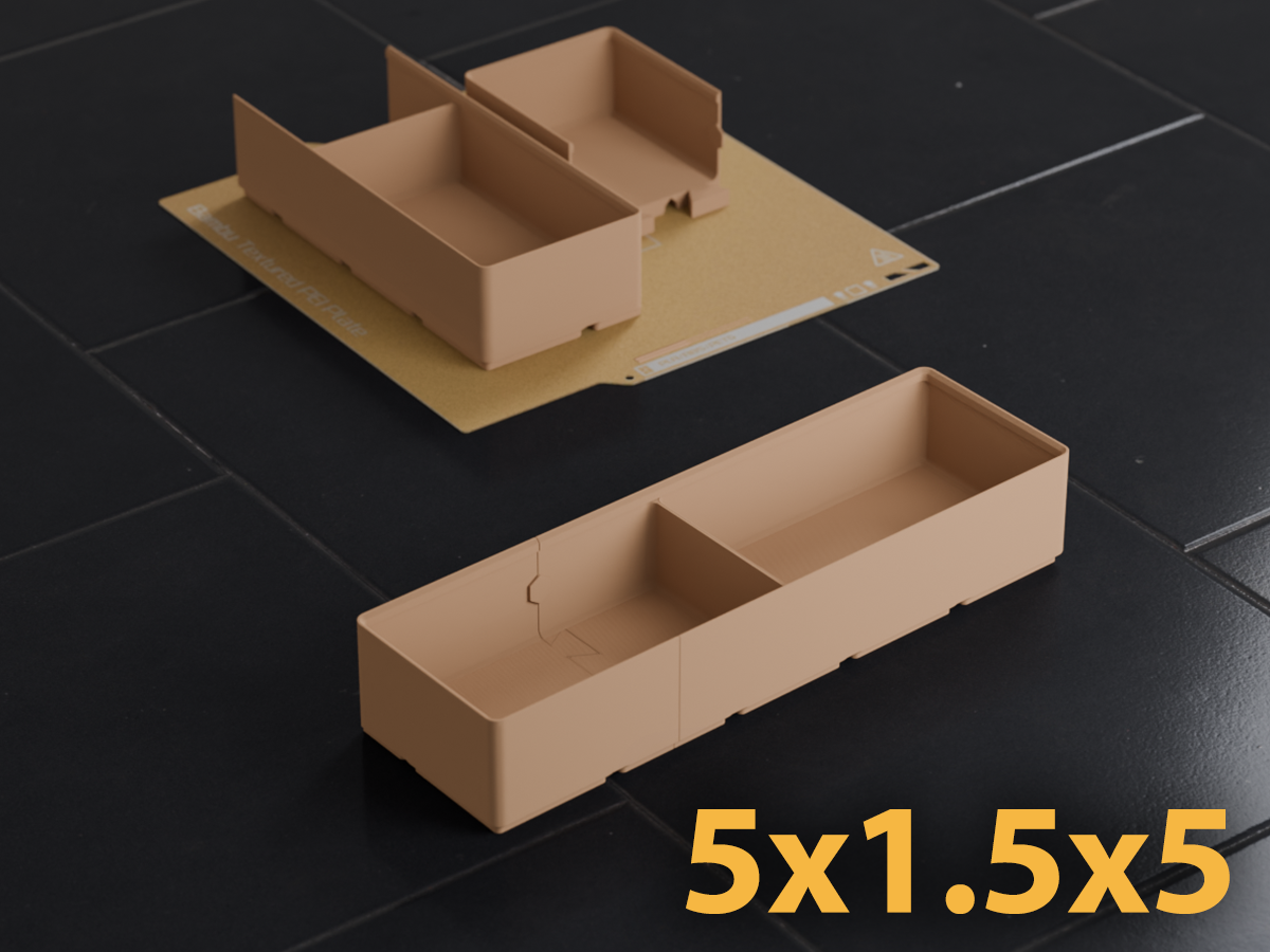 Gridfinity 5x1.5 Bin w/ Divider Dovetail Split Fit