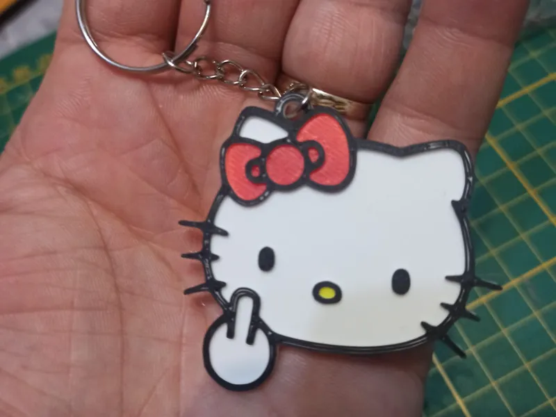 Portachiavi hello kitty - dito medio irriverente