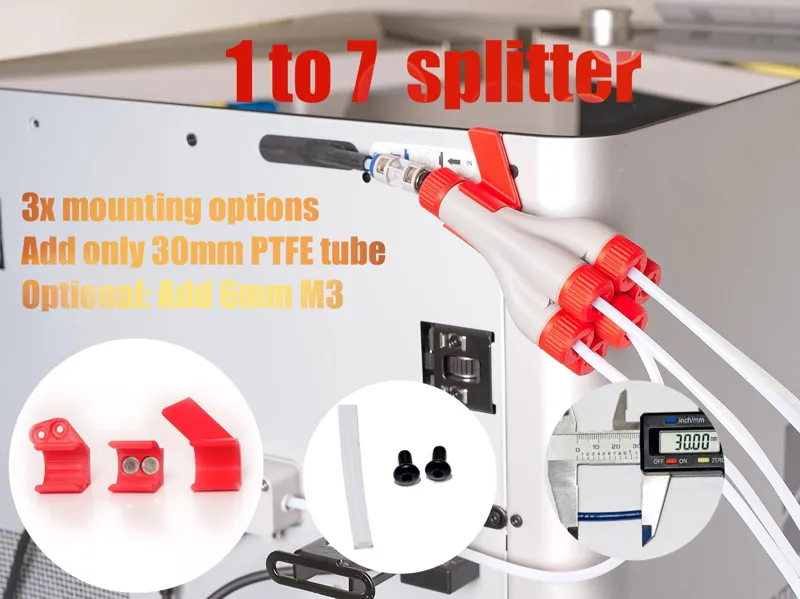 1 to 7 ptfe tube splitter