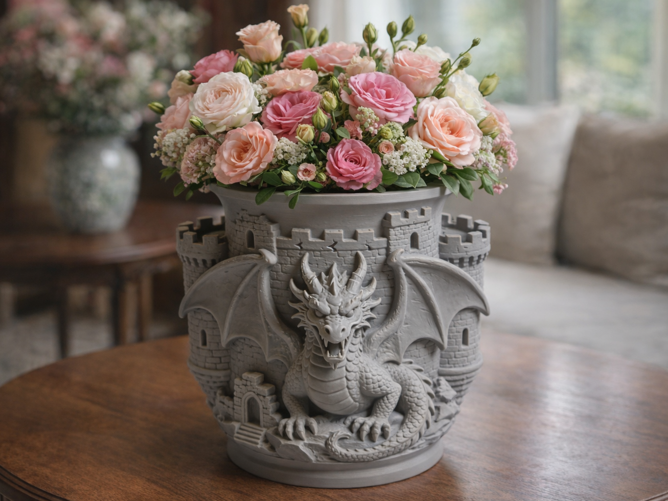 Dragon Castle Vase – Fantasy Medieval Flower Pot