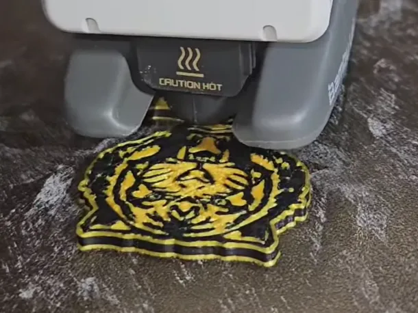 Mustard Tiger Outline Chip with QR Code by iammagicmike - MakerWorld