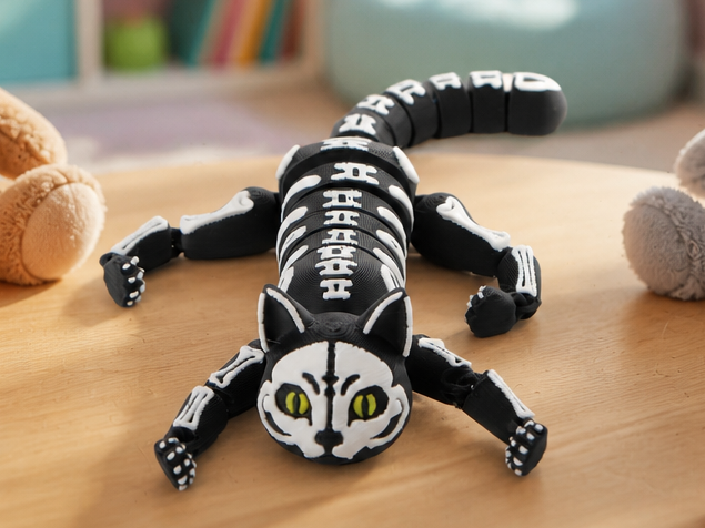Skeleton Cat Flexi Toy - Articulated Collectible