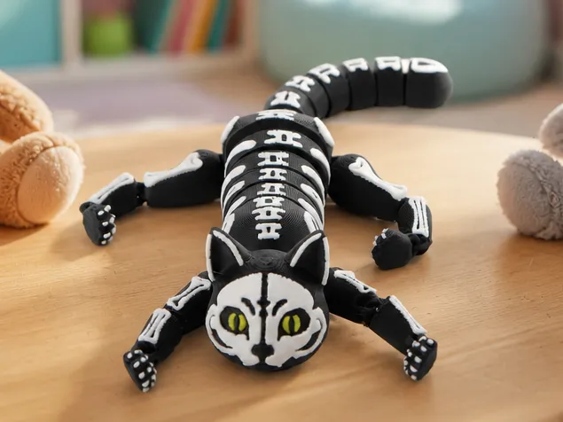 Skeleton Cat Flexi Toy - Articulated Collectible