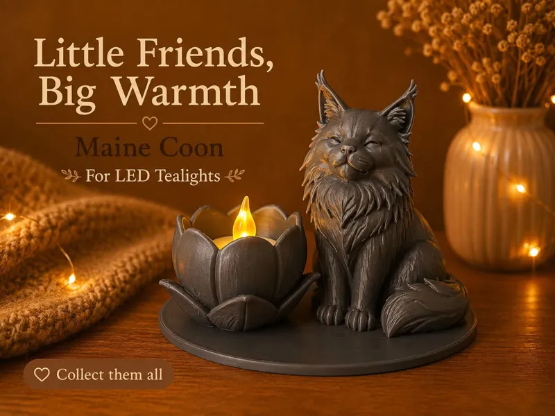 Maine Coon Led Tealight Holder