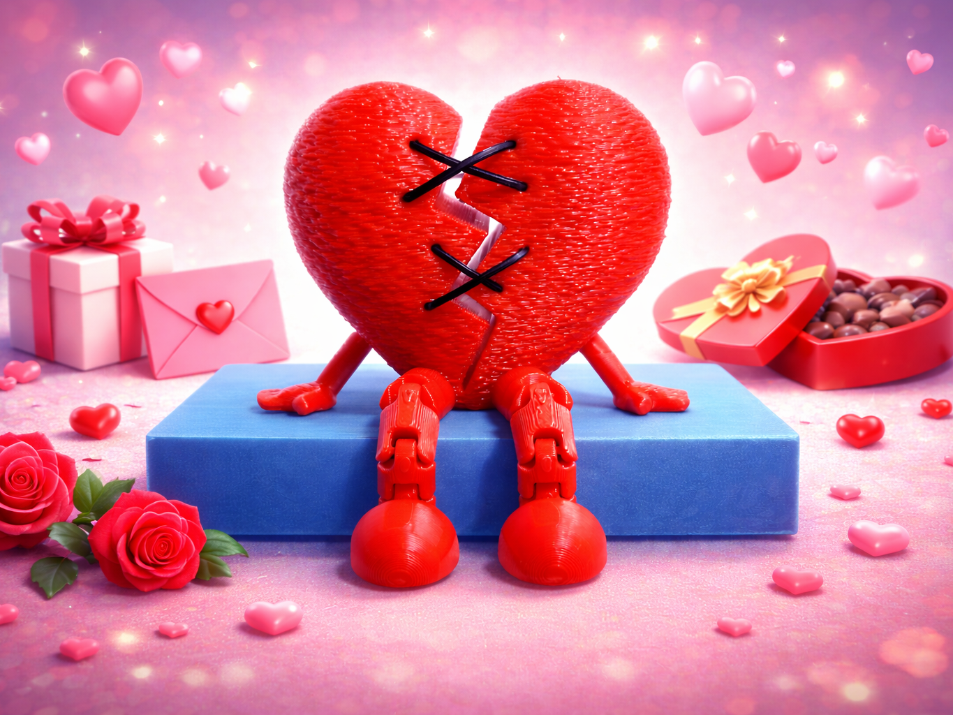 Articulated Broken Heart Valentine