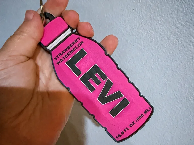 Hydration Bottle Add Your Own Name Keychain Pink