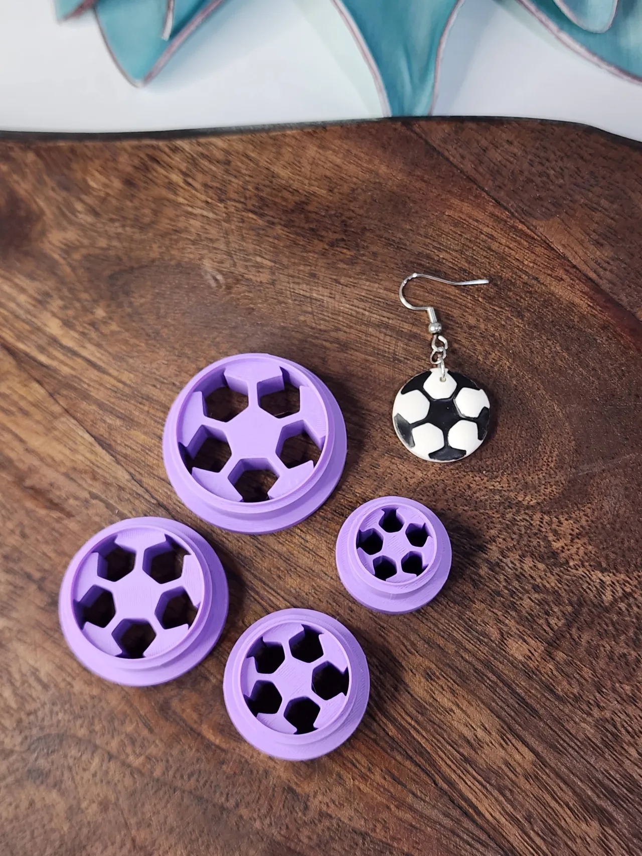 Soccer ball earring cutter view 2