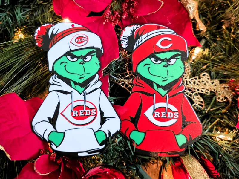 Grinch Cincinnati Reds Christmas Ornament