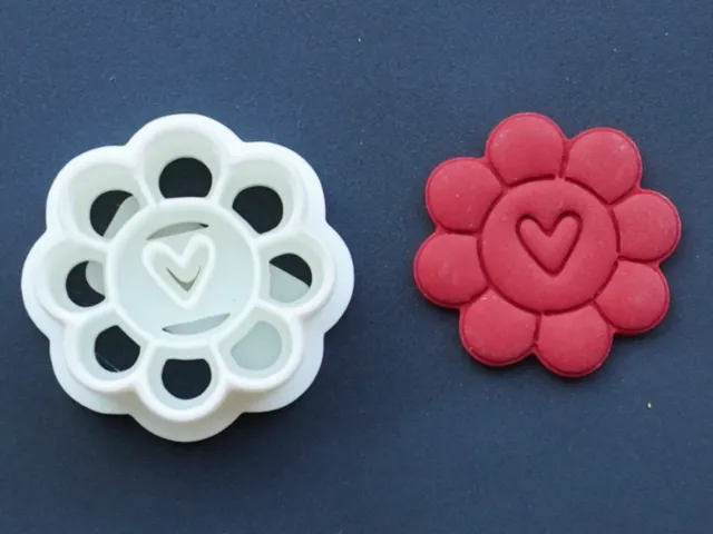 Heart Flower Polymer Clay Cutter Earrings Pin