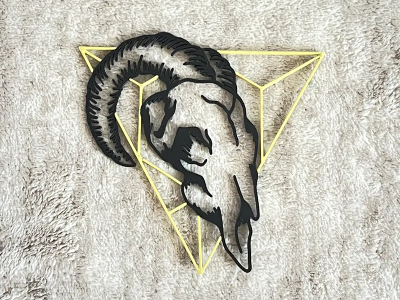 Geometric Ram Skull Wall Art 