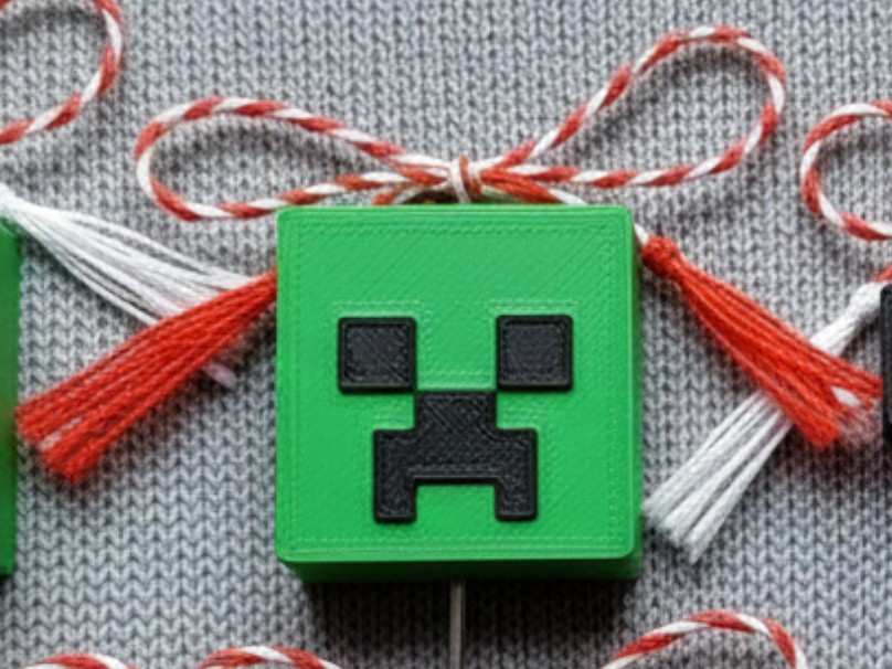 Creeper Face Keychain / Pixel Art Gamer Charm
